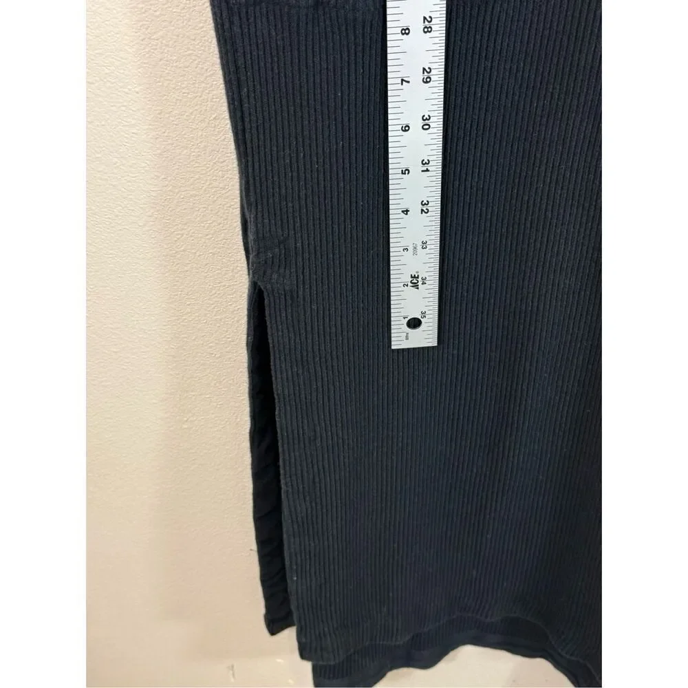 Free People Beach Black Cotton Short Sleeve Midi V-Neck Dress Women’s Small